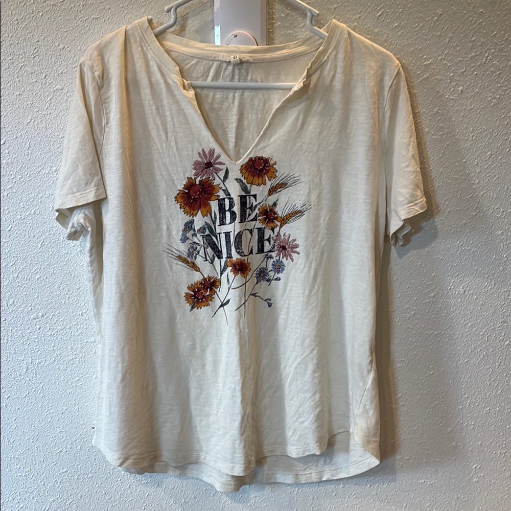 Maurices Cream Floral Graphic Tee